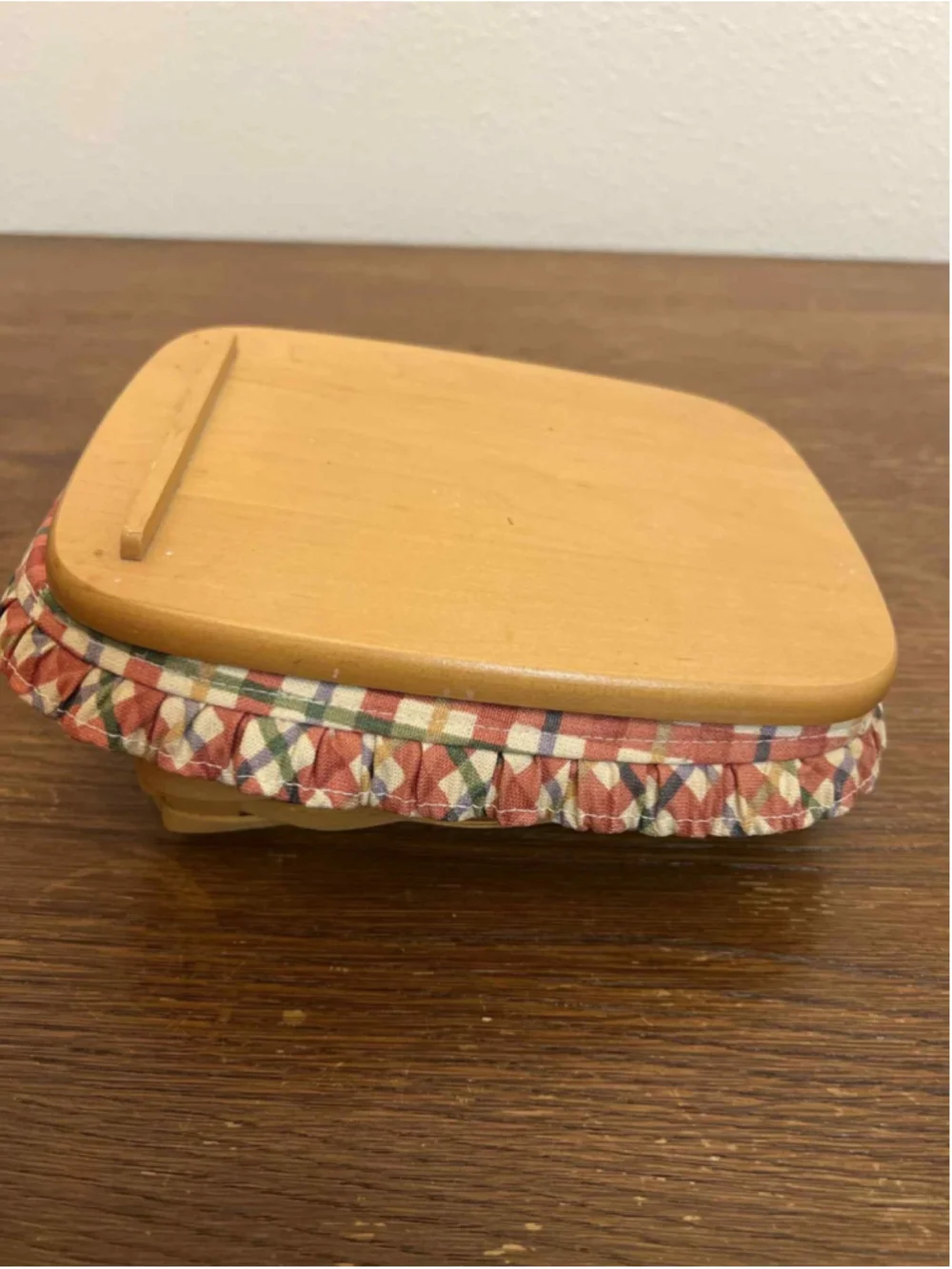 Longaberger Basket 2000 AMW Signed Lid, Plaid Liner & Protector Handwoven USA